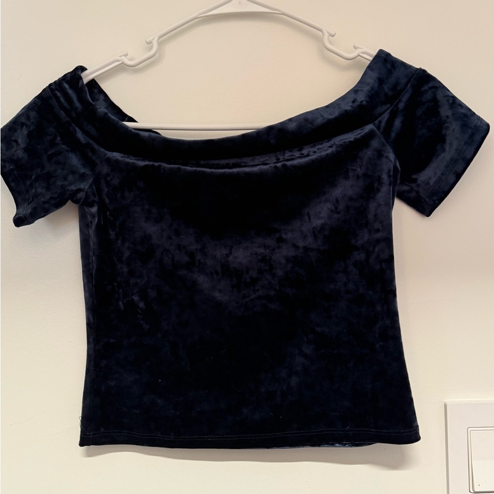 Forever 21 Navy Velvet Crop Top
